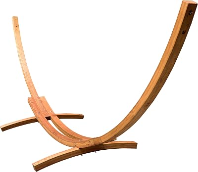 Vivere 15 Sealed and Coated Solid Pine Wood Arc Hammock Stand - 450 lb Weight Capacity