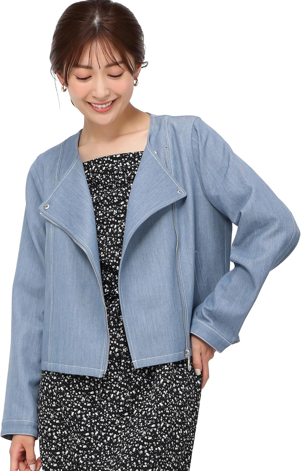 Mischmash MM418502 Spring Summer Chambray Denim Biker Jacket