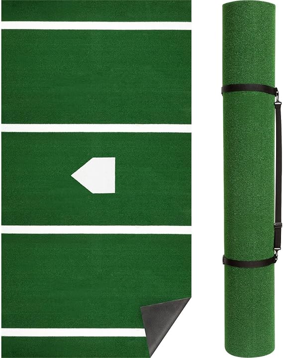 Leyndo Baseball Batting Mat Softball Pitching Mat 5mm Turf Inlaid Home Plate Anti Slip Backing Mat for Baseball Batting Cage Sports Training Backyard Indoor Outdoor
