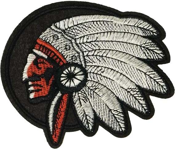 Native American Chief Head Embroidered Patch – Large Brown Tribal Headdress Stitch-On Badge for Jackets, Vests, and Biker Gear (12 x 11 cm)