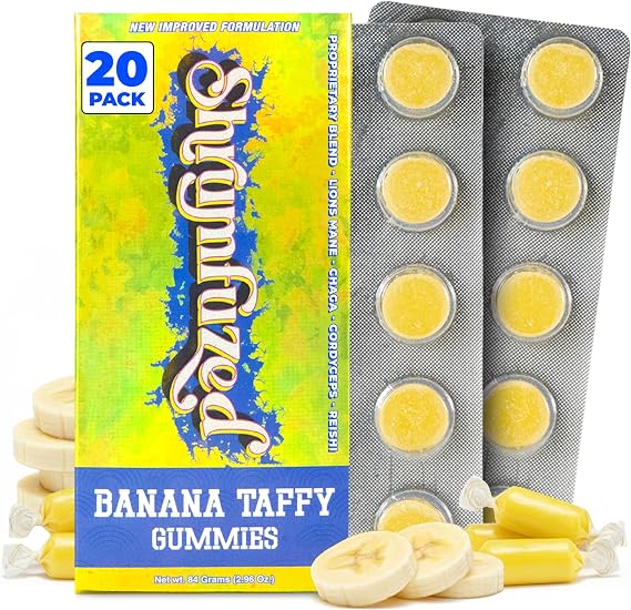 Shrumfuzed Mushroom Gummies, Banana Taffy (20 Count)