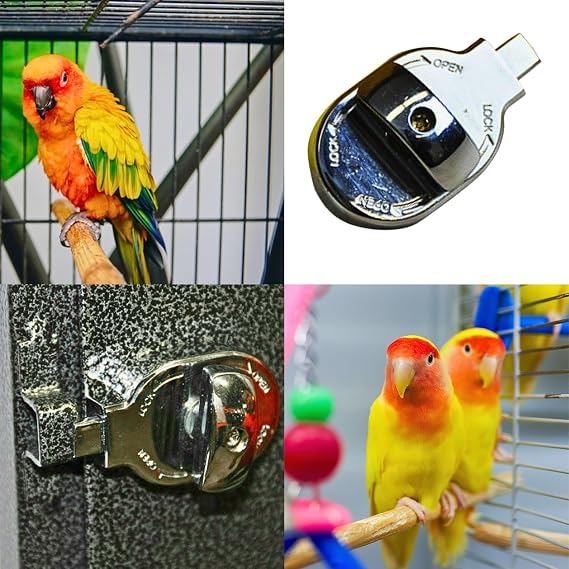 Kings Cages 1334 Lock 6 Round Feeder Door Lock Durable Chrome-Plated Steel, 2 1/8" x 1 1/4", Secure Feeder Door Closure for Birdcages, Prevents Escape & Tampering