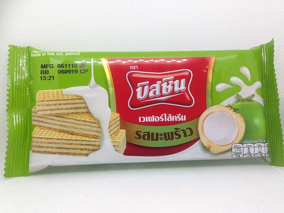 BISSIN COCONUT WAFERS Imported from Thailand - 29 g/pack (Pack of 10)