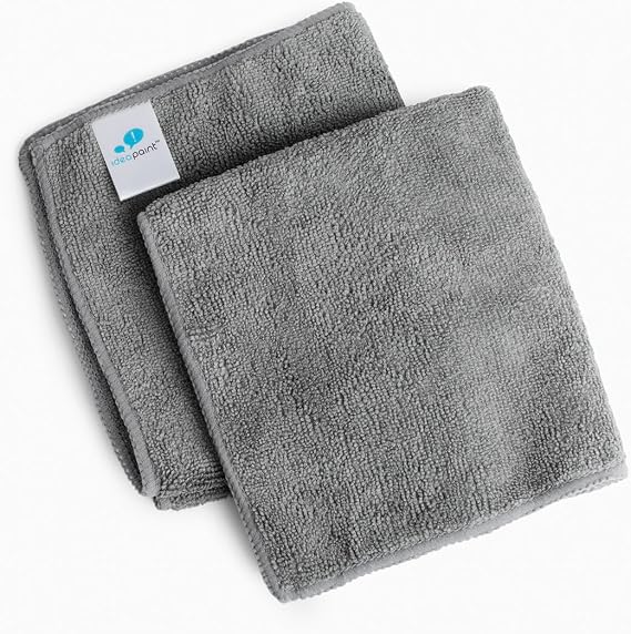 IDEAPAINT Microfiber Cleaning Cloth Dry Erase Eraser, 2 Pack, Cleans Writing and Marks Without Scratching Surfaces, Ideal for Daily Use, Perfect for Classrooms, Offices and More