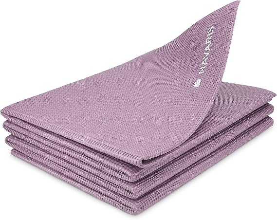 Navaris Foldable Yoga Mat for Travel - 1/8 inch (4mm) Thick Exercise Mat for Yoga, Pilates, Workout, Gym, Fitness - Non-Slip Folding Thin Portable Mat