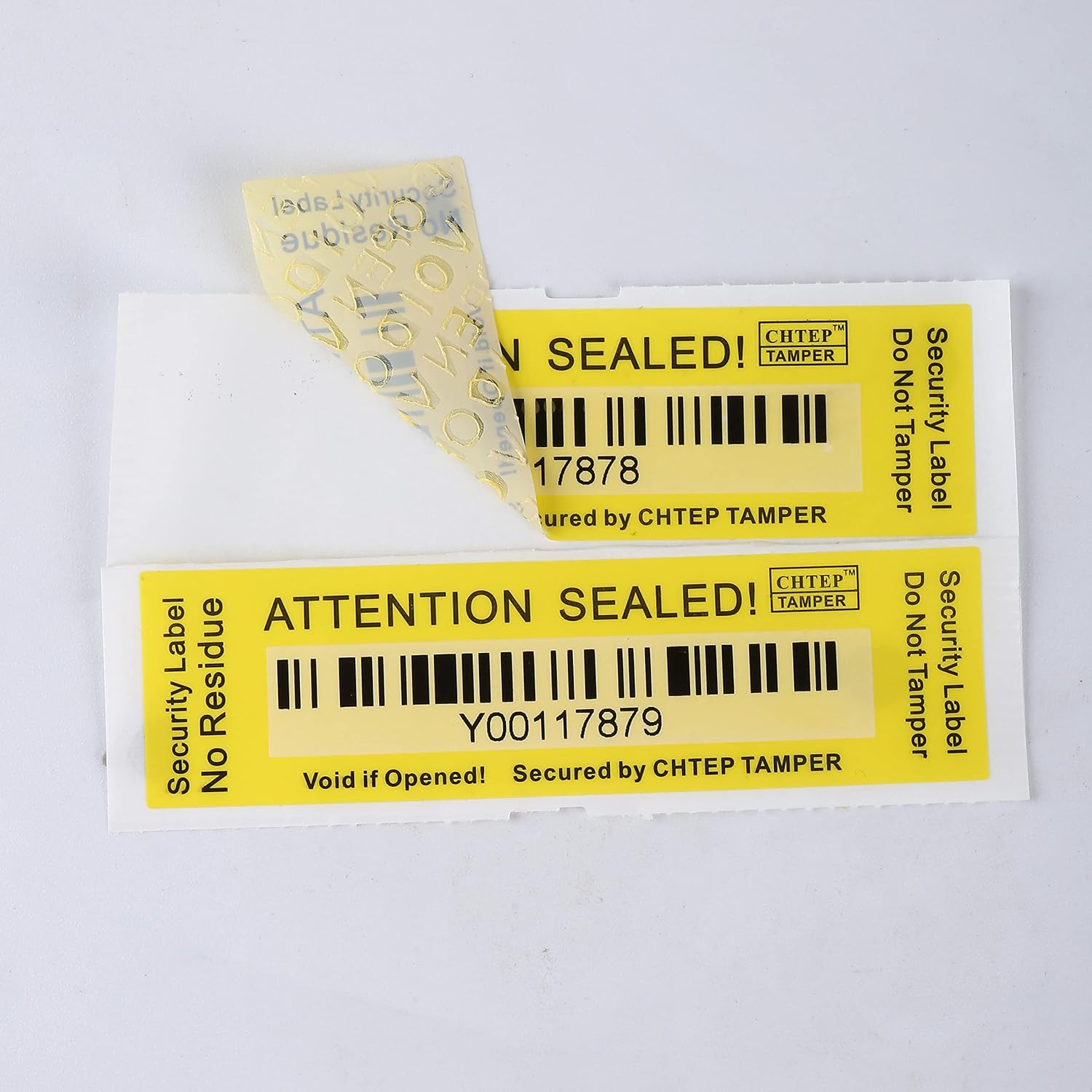 ChtepTamper 100 Pieces No Transfer Tamper-Evident Stickers Security Labels Great for Goods Shipping,Exchange of Agency Files, Privacy Protection or More (Serial Number 1 * 3.54inches Yellow)