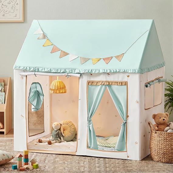 Tiny Land Kids Play Tent, Soft Sage Indoor Playhouse, 52" x 35" x 53"
