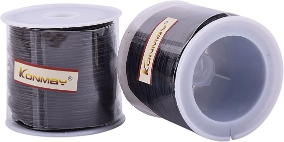 KONMAY 1.0mm Round Real Leather Cord, 25 Yards Black Leather String Cord for Jewelry Making, Necklaces, Bracelets and Crafting
