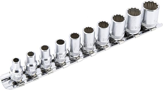 Genius Tools 10 Piece 1/4" Drive SAE Hand Socket Set (12-Point), Cr-V Steel - TW-210S