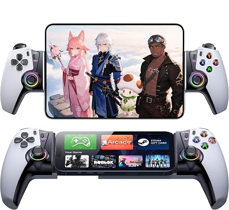 OKETY Bluetooth Mobile Game Controller for Switch 2 & Switch & Android & iOS - iPad mini, TMR Joystick No Drift, Programmable Back Buttons, Turbo, RGB, 1000mAh Battery, Mobile Controller
