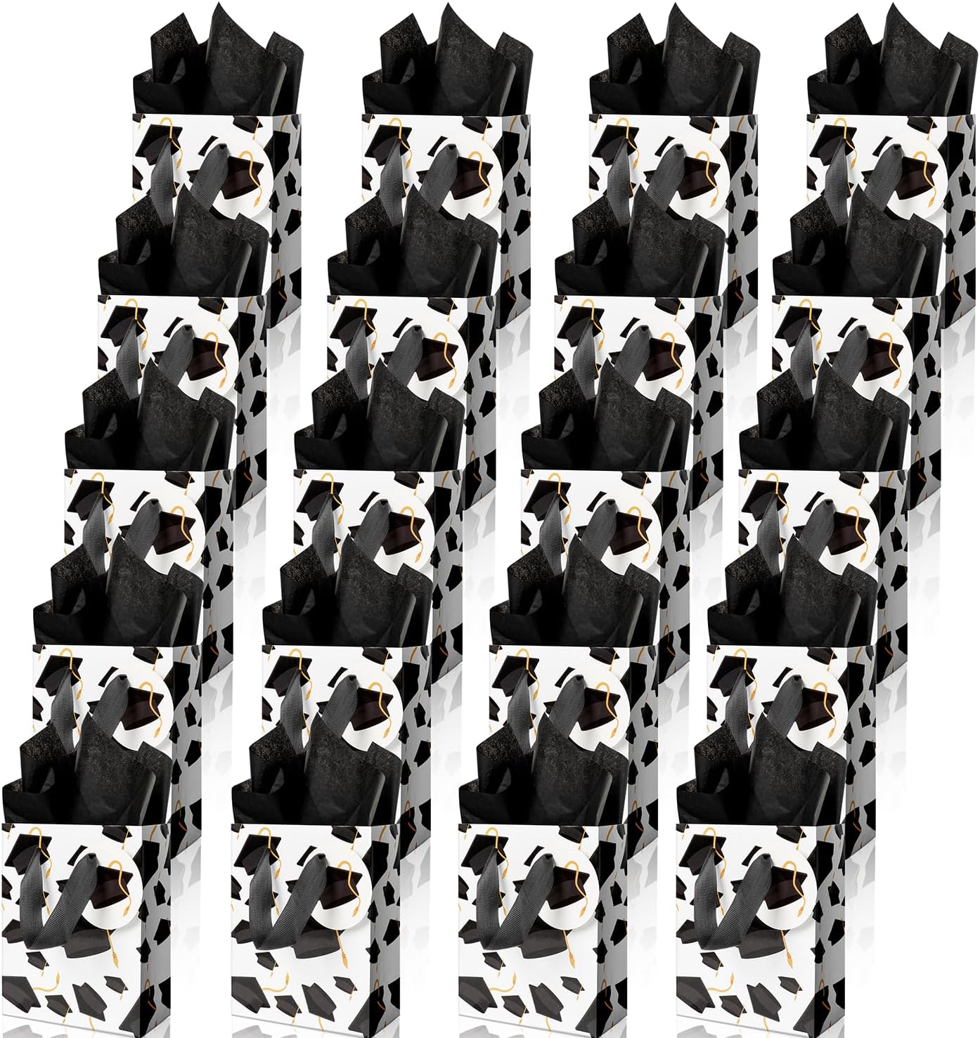 Linelglobal 20 Pack Graduation Gift Bag with Handle in Bulk 6 Small Grad Party Bag for 2025 Treat Bag