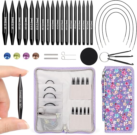 Coopay Short Interchangeable Knitting Needles Set, 2-Inch Short Needle
