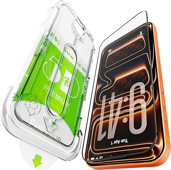Epro iPhone 14 Pro Max (6.7'') ile Uyumlu Ekran Koruyucu, Ahize Korumalı Toz Önleyici Tam Kaplama, Hizalama Aparatlı Kolay Kurulum, Toz Bırakmayan Uygulama, Darbelere Karşı Ekstra Güçlü Cam