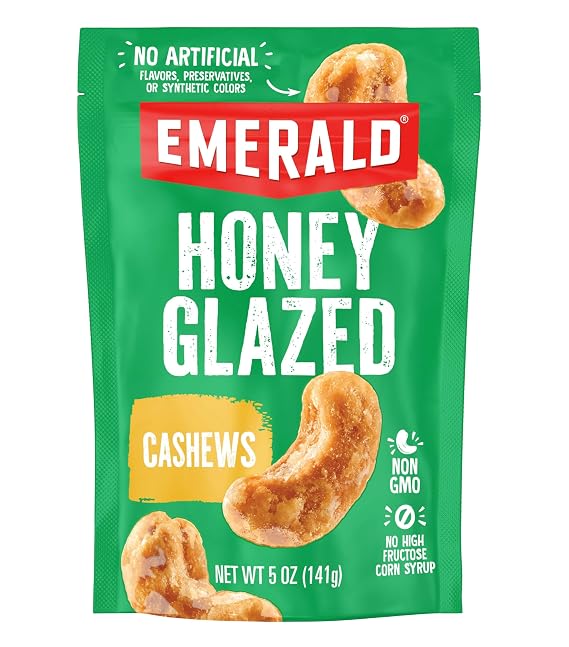 Emerald Honey Glazed Cashews, 5oz Resealable Bag
