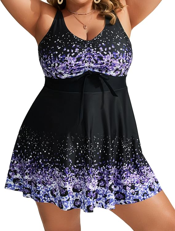 Hanna Nikole Womens Plus Size Tankini Swimdress Flowy Swimsuit