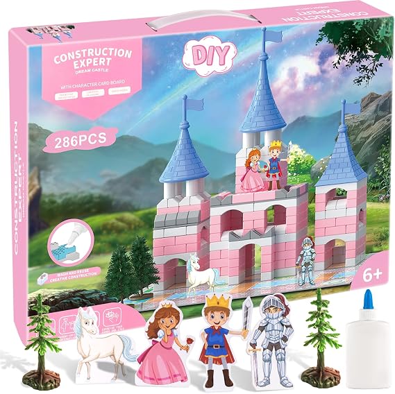 286 PCS Mini Brick Princess Castle Building Kit for Girls 6-12, Craft Toy