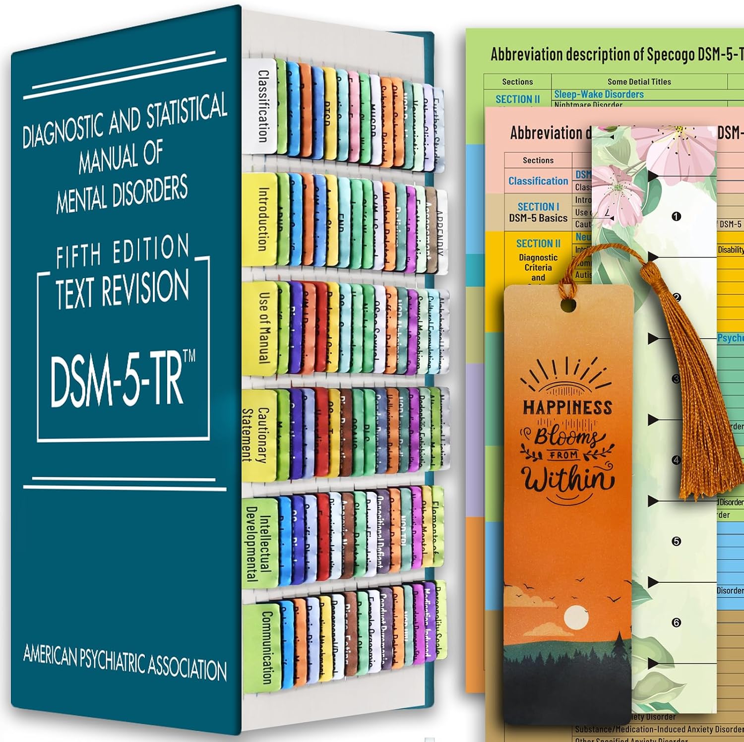 Index Tabs for DSM-5-TR 2022, Color-Coded and Laminated DSM-V-TR Tabs for The Diagnostic and Statistical Manual of Mental Disorders, Tear-Resistant & Waterproof DSM-5-TRNew Upgrade