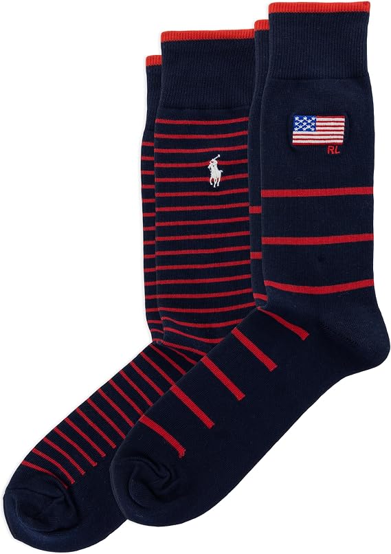 Polo Ralph Lauren Men's Embroidered Flag & Stripes Crew Sock