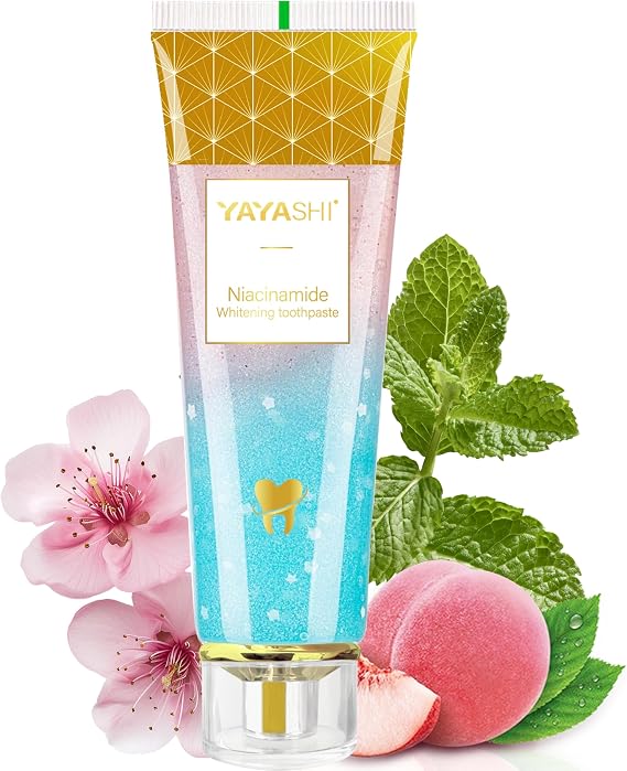 Niacinamide Whitening Toothpaste, YAYASHI Niacinamide Intensive Whitening Toothpaste with Natural Gentle Care Deep Stain Removal Cherry Blossom Mint Flavor, Improves Gum Health