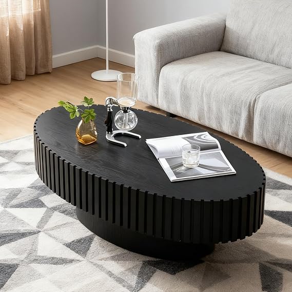 43" Black Oval Coffee Table (H, 1PC)