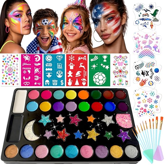 Face Paint Palette Kit 40 Colors Waterproof Oil Based Body Paint Makeup Kit