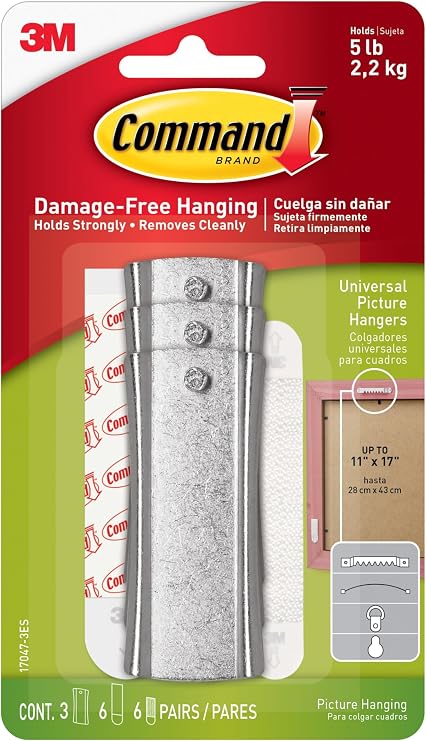 Command 5 lb Universal Hangers, 3 Hangers, 6 Strips, 6 Stabilizer Strips