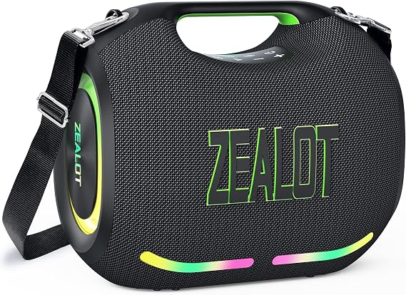 ZEALOT Portable Bluetooth Speaker 150 W Peak BassUp Technology 120 W Stereo Sound RGB Lights BT 5.3 USB-C 24000 mAh IPX6 Waterproof Speaker for Camping Beach Parties