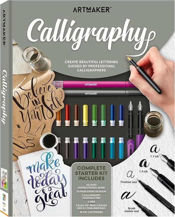 Art Maker Hinkler Calligraphy Set - Starter Kit with Fountain Pen & 18 Ink