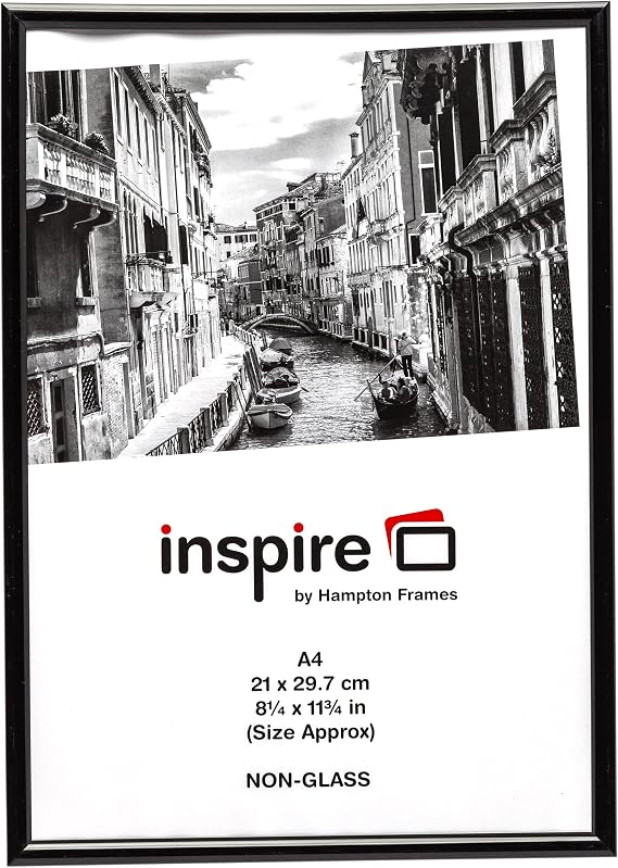 Hampton Frames, Backloader Poster Certificate Photo Frame BLR2130BLK, A4 21x30cm, Black, Acrylicglass | Easy Back Loading | Wall or Tabletop Display | Modern Décor for Home or Office