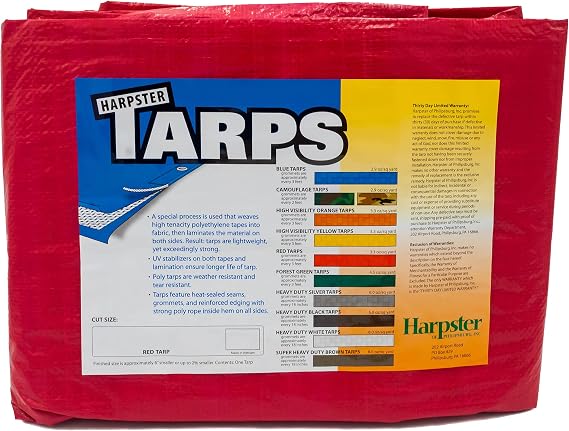 16 Ft. X 20 Ft. High Visibility RED Tarp - 3.3 Oz.