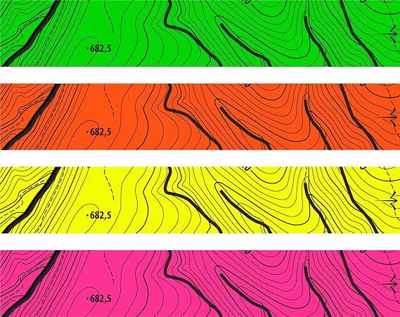 White Water Archery Fluorescent Colors Topo Map Arrow Wraps 15 Pc Pack Choose Length Width and Color