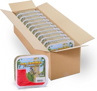 Pine Tree Farms Log Jammer Hi Energy Suet Plugs for Wild Birds, Refills for Log Feeders 9.4 oz. Pack of 12