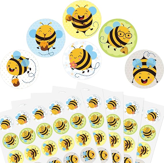 Zonon 600 Pcs Bee Classroom Reward Stickers for Kids 1.2 Small Honey Bee Round Stickers Back to School Incentives Decals Motivational Cute Decor Teachers Students Birthday Wedding Party Favors