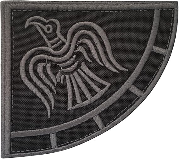 Rare Viking Raven Banner Morale Tactical ACU Odin God of War Embroidered Hook Patch (Blackout Subdued)