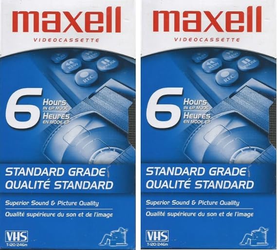 Maxwell VHS Tape 2pk, Black, 6hrs, SP/LP/EP Modes
