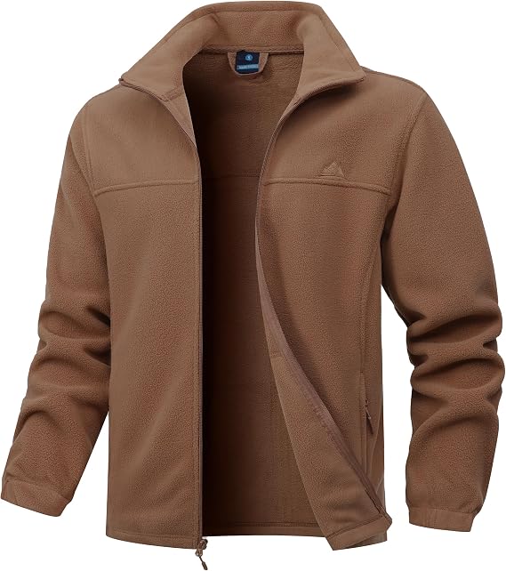 Men's Soft Polar Fleece Jacket with Pockets Lightweight Outdoor Recreation Full Zip Coat