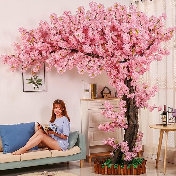 Simulation Tree Large Interior Decoration Large Cherry Tree Peach Blossom Simulation Flower Living Room Hotel,A,1.8m high*1.5m wide [Energy Class A]
