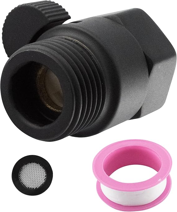 Water Flow Control Valve, G1/2" Brass Shower Flow Shut Off Valve, Simple Water Volume Adjust Valve, Water Pressure Regulator for Hand Held Shower, Matte Black