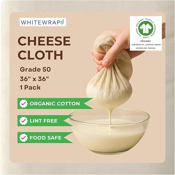 Cheesecloth | Nut Milk Bag, Reusable Straining | 100% Unbleached Cotton Butter Muslin cloth for Cooking, Yogurt, Juicing| Cheese Cloth for Crafts (Grade 50 Pack of 1)