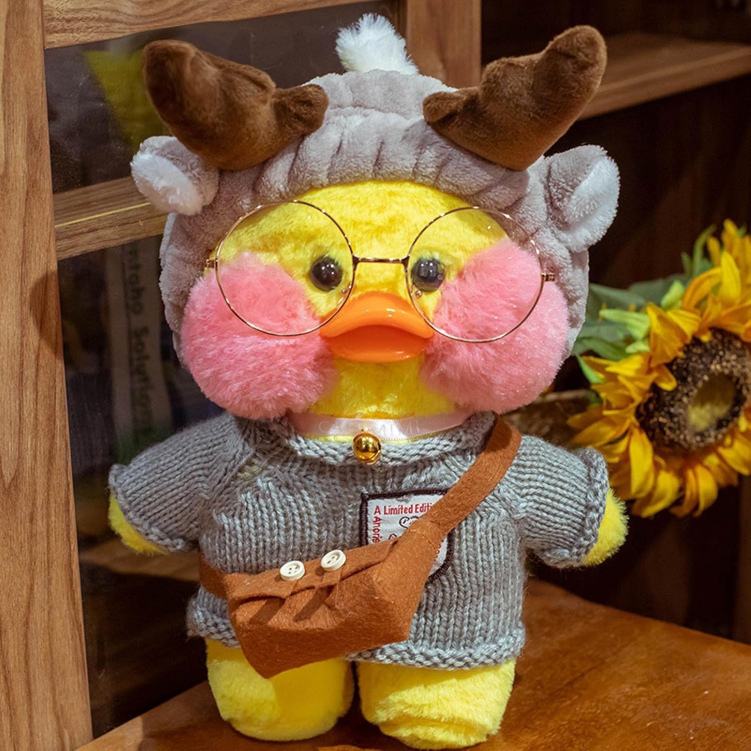 Kawaii 30cm Cute Lalafanfan Cafe Duck with Cloth Plush Toy Stuffed Animal Soft Doll Pillow Creative Birthday Gift for Children 31