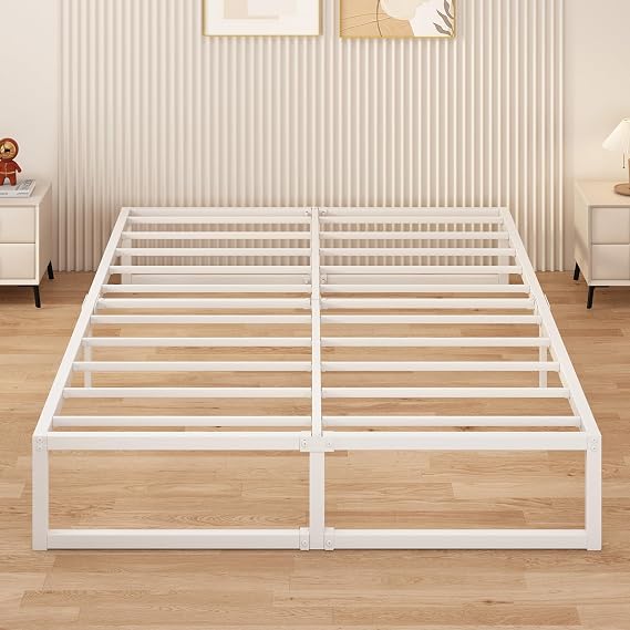 Yicensen King Size Bed Frame 150x200 cm, Easy Assembly, Noise Free, White