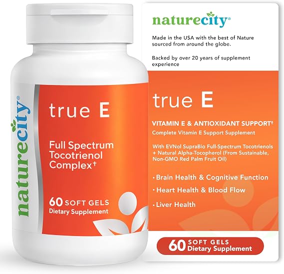NatureCity True-E Vitamin E Complex, EVnol SupraBio Formula, 60 Soft Gels