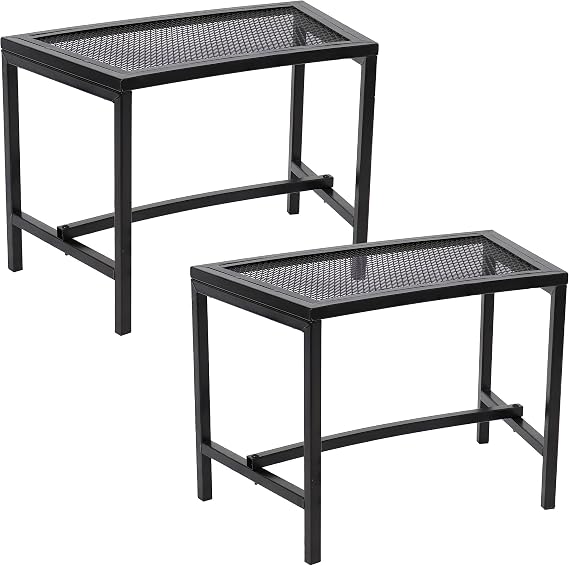 Sunnydaze Outdoor Metal Mesh Curved Fire Pit Bench, 23 W, Black, Set of 2