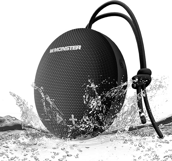 Monster 15W Bluetooth Speaker, IPX8 Shower Speaker Waterproof, Bluetooth 5.4 with Loud HD Sound and Robust Bass, Extra Long Playtime Punchy, for Home, Beaches Portable Wireless Outdoor Speakers