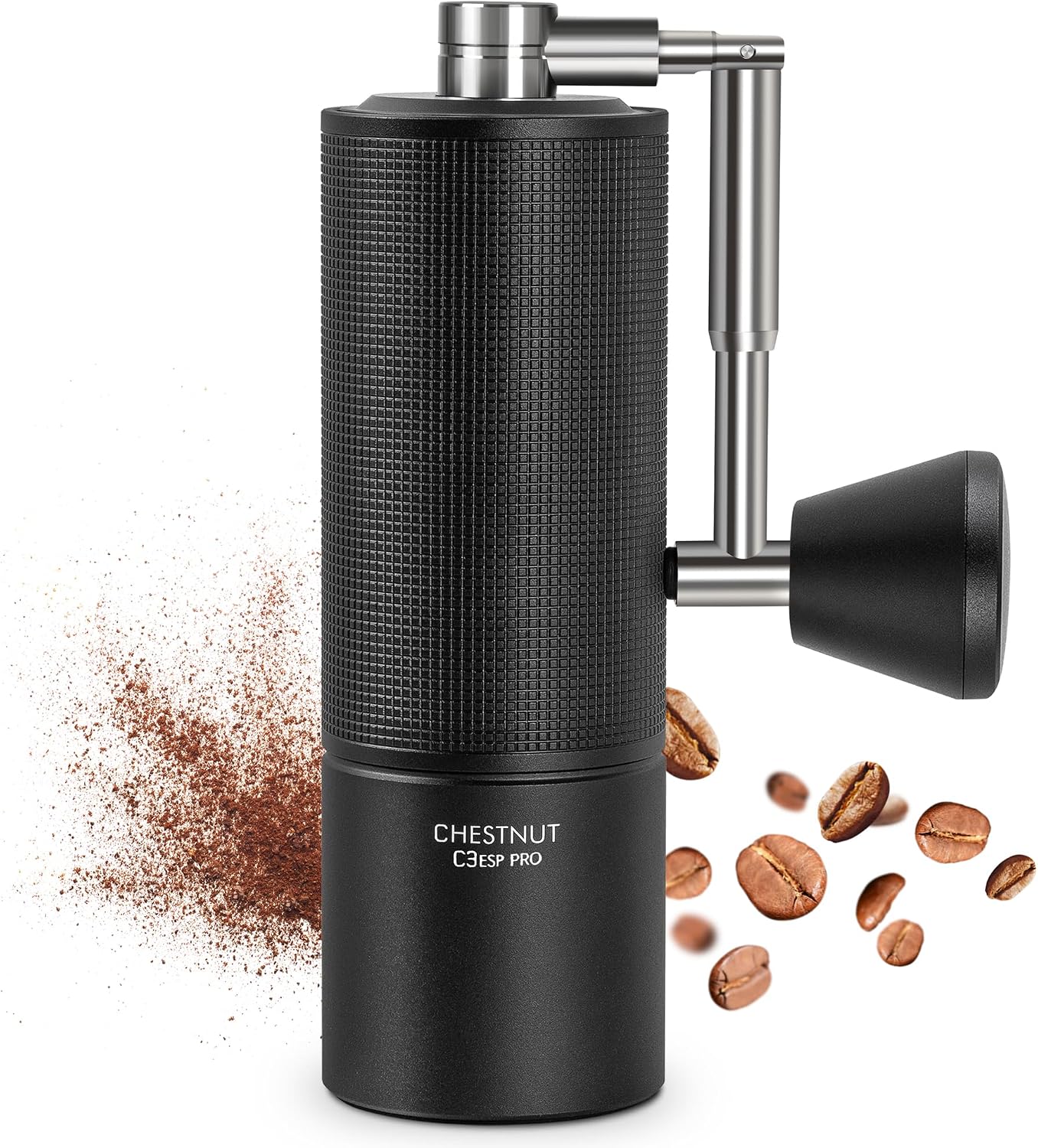 TIMEMORE Chestnut C3 ESP PRO, Manual Coffee Grinder, Upgrade Integrated All-Metal Body, Stainless Steel S2C Conical Burr, Hand Coffee Grinder with Folding Handle, for Espresso to French Press, Black