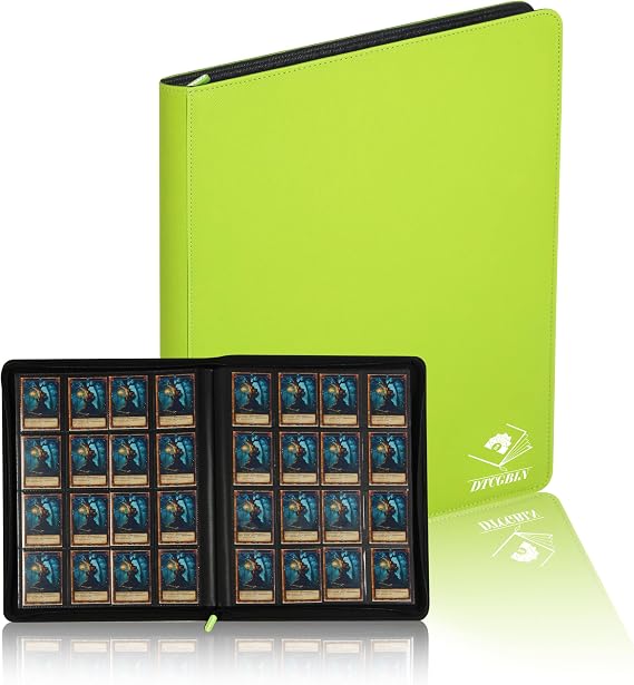 Premium Trading Card Binder for PKM MTG TCG Cards,Holds 1000+ Cards,16 -Pocket Ringless Side Loading Binder with Zipper Trading Card Album Folder for TCG - Green