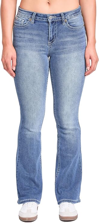 YMI Women's Women's Mid Rise Clean Hem Premium Stitch Bootcut Jeans