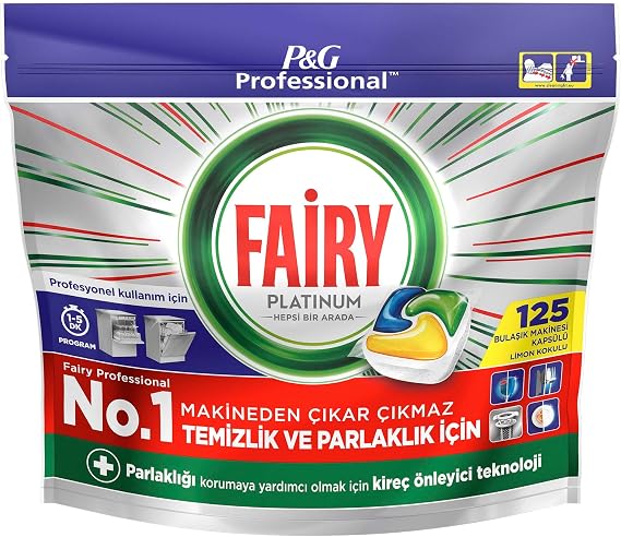 Fairy Proffesional Platinum Limon Kokulu Bulaşık Makinesi Deterjanı Kapsül 125 Yıkama