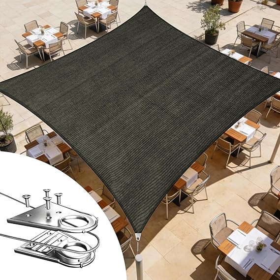 Royal Shade 18' x 20' Black Rectangle Super Ring Sun Shade Sail Canopy RSTAWS, Heavy Duty Durable Structure, Reinforced Corners & Edges, 260 GSM Permeable Fabric (We Make Custom Size)