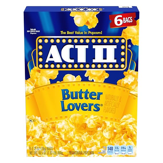 Act II Butter Lovers Microwave Popcorn, 2.75 oz., 6-ct Bags